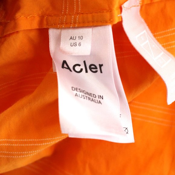 Acler Wyatt Crop Wrap Blouse Top 6 Orange White Pinstripe Balloon Puffy Sleeve S - Picture 8 of 9